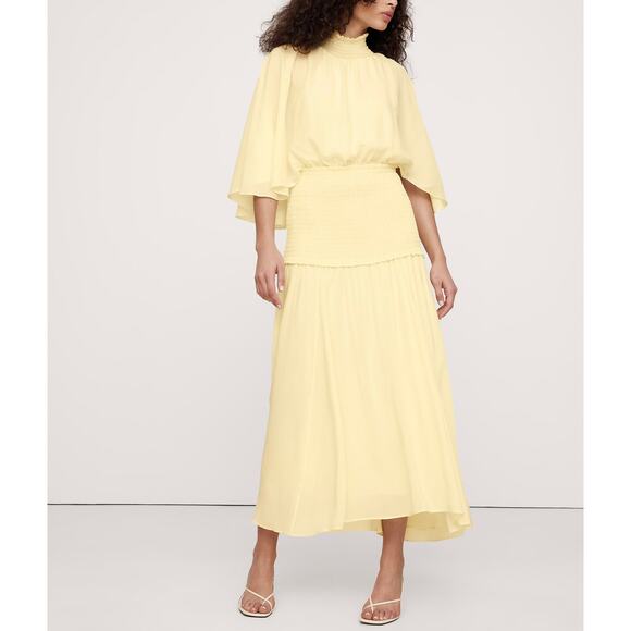 Banana Republic Dresses & Skirts - Banana Republic NWT Stretch-Crepe Open Back Dress Sz S Butter Yellow-Dirt Spot